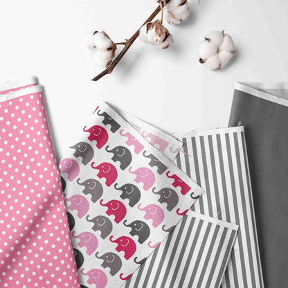 Bacati Elephants Pink/Grey 4 Pc Toddler Bedding Set