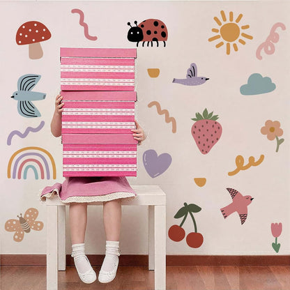 Unonede Insect and Fruit Wall Decals for Kids Rooms