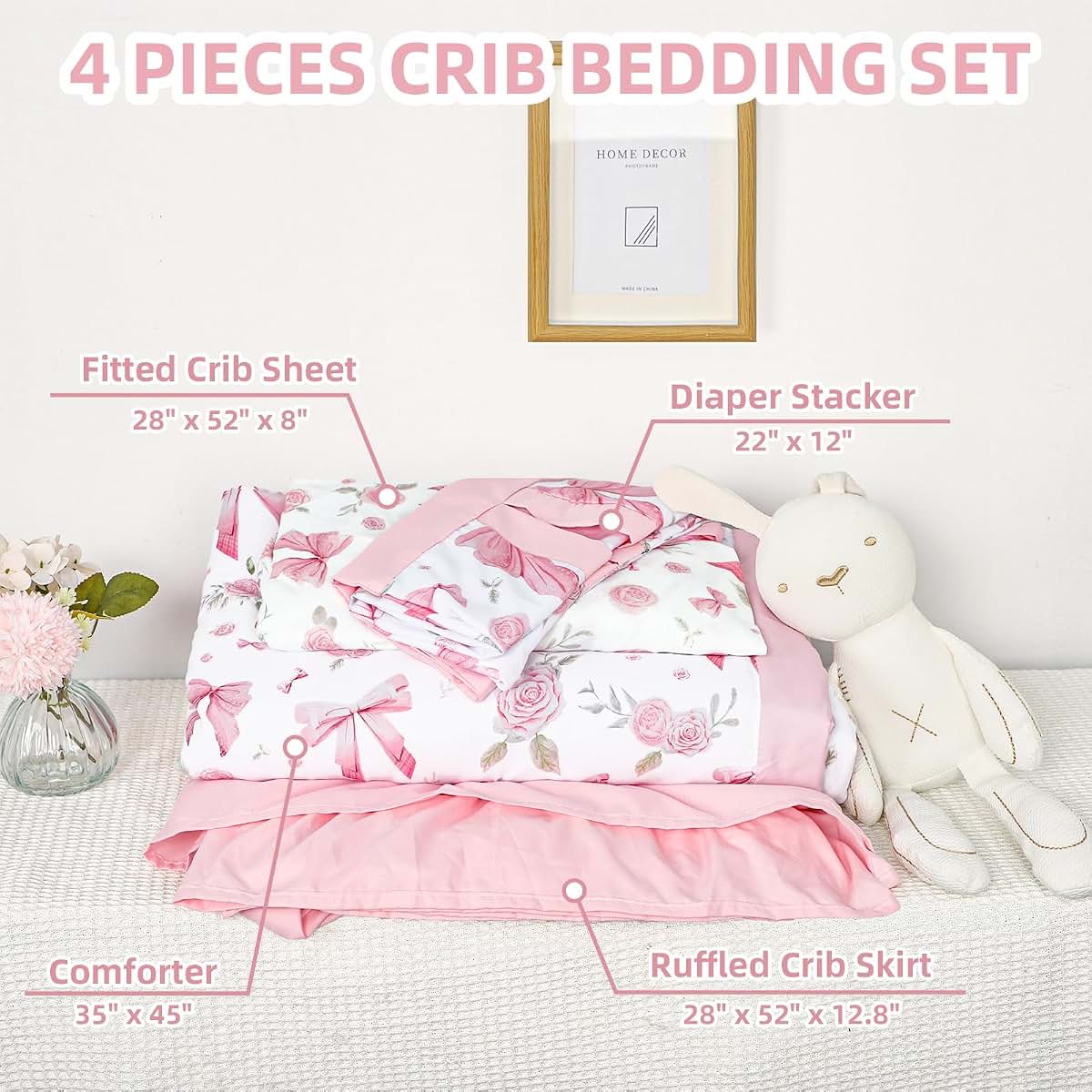 Jundetye 4-Piece Floral Crib Bedding Set for Standard Cribs (photo 2)