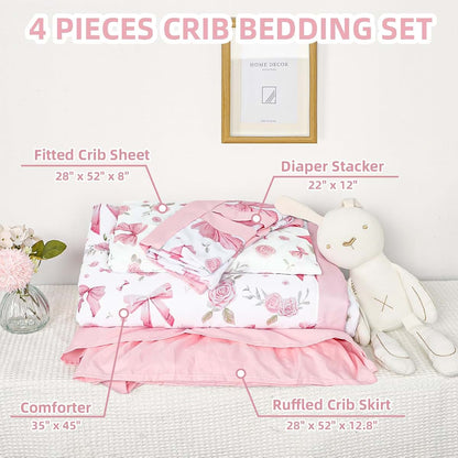 Jundetye 4-Piece Floral Crib Bedding Set for Standard Cribs (photo 2)