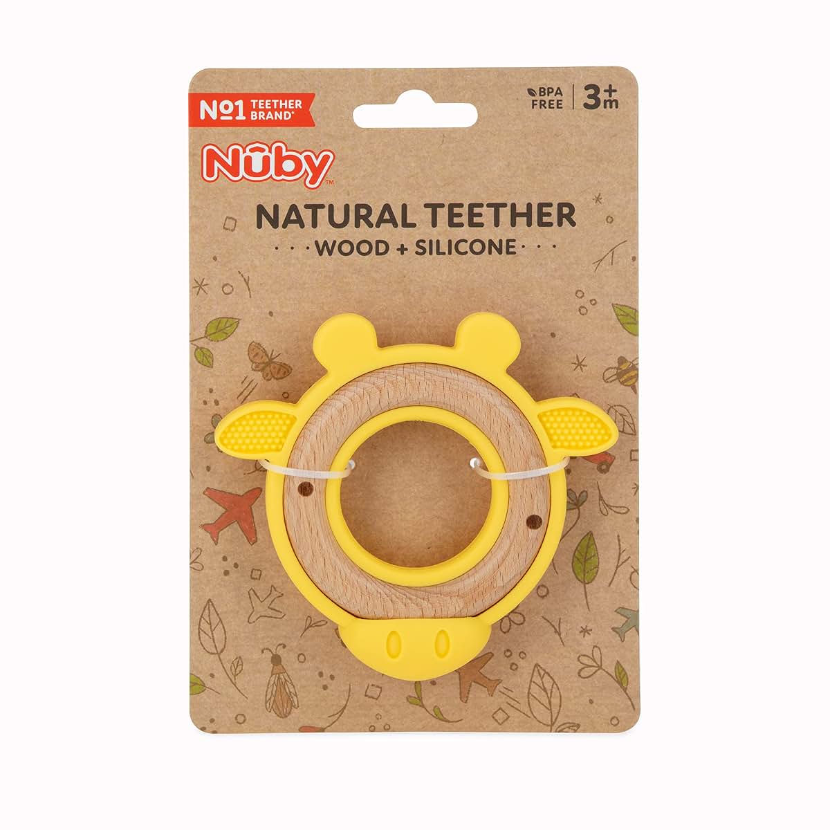 Nuby Natural Wood Teether Silicone Giraffe