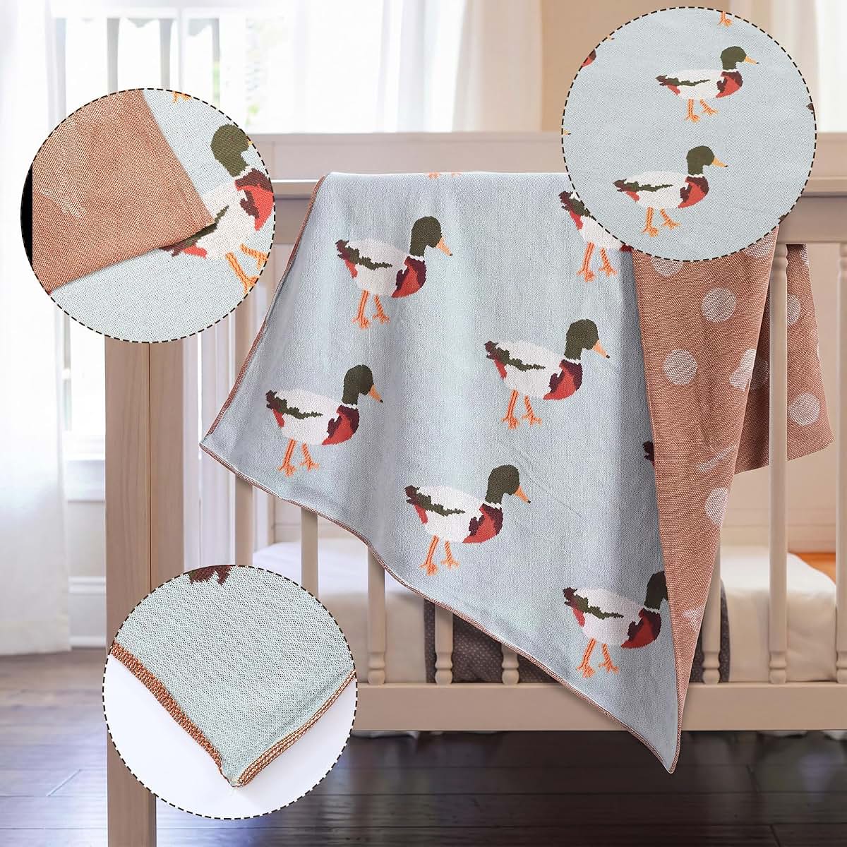 Chicplaid Adorable Mallard Duck Baby Blanket for Bed, 48 x 32 Inch (photo 4)
