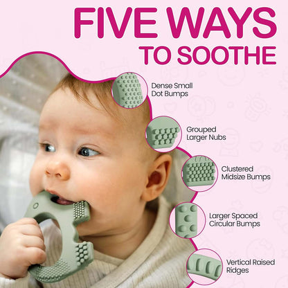 Baby Elefun Silicone Teething Toy In Olive