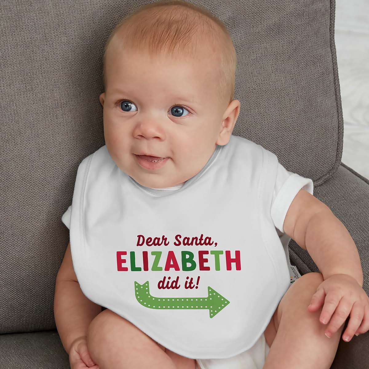 Personalization Universe They Did It Personalized Christmas Baby Bib (photo 3)