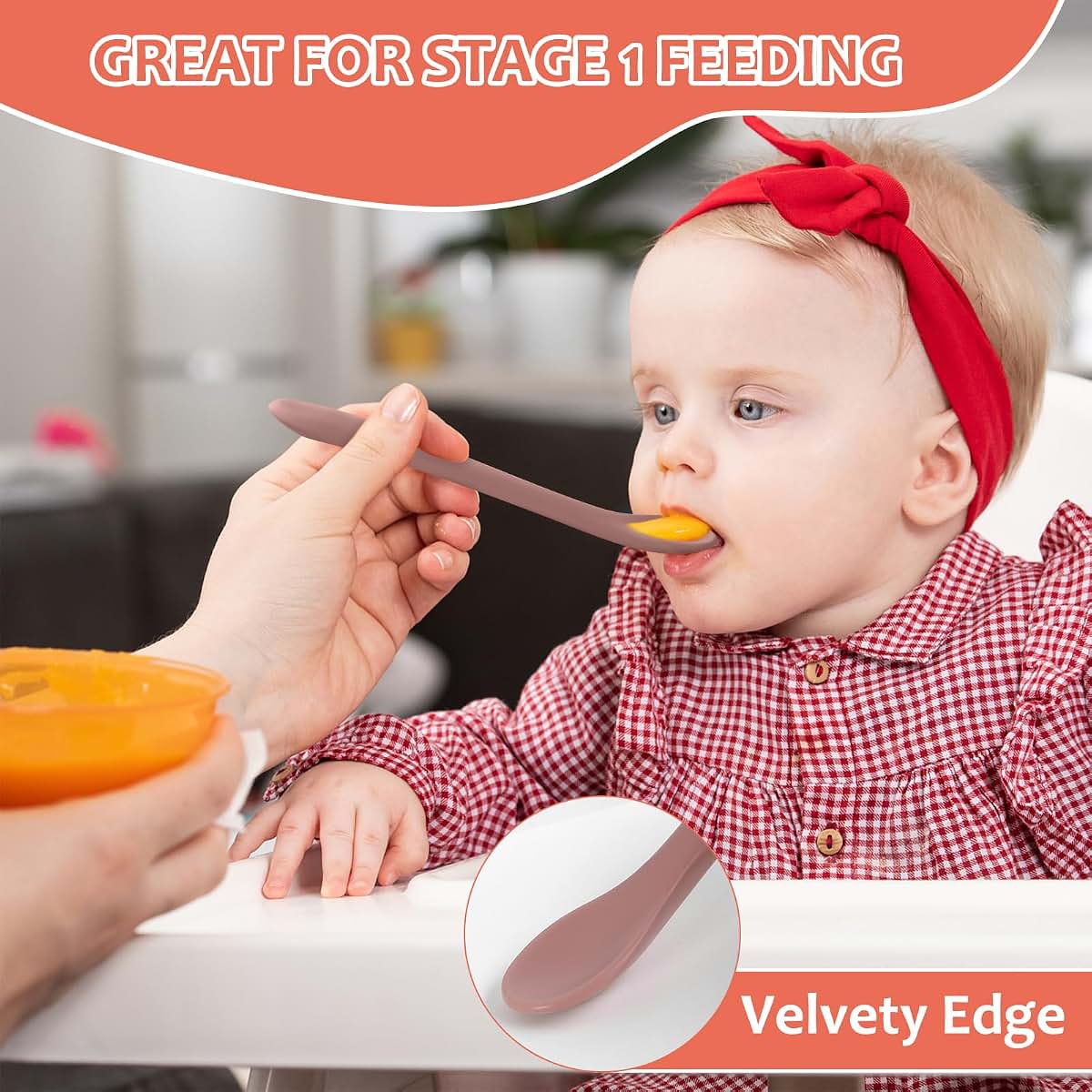 Atueray 6-Piece Silicone Baby Feeding Spoons for First Stage Infant Training