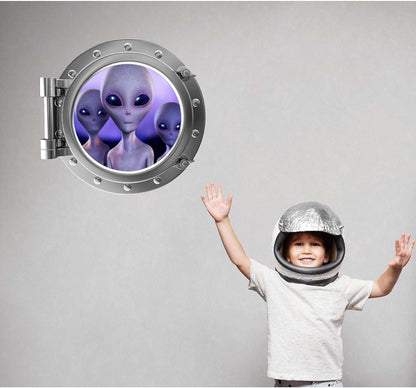 Stickit Graphix 18" PortScape Aliens #3 Instant Space 3D Window Outer Space UFO Removable Vinyl Wall Sticker Decal Wall