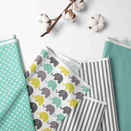 Bacati - Elephants 3 Pc Toddler Bedding Sheet Set (Mint/Yellow/Grey) (photo 2)