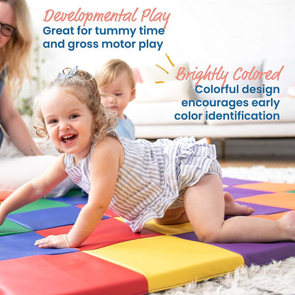 ECR4Kids SoftZone Patchwork Activity Folding Play Mat, 58in Square, Baby Essentials, Assorted (photo 3)