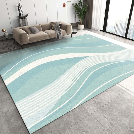 Girtfu 4x6 Area Rug in Minimalist Mint Green Wave