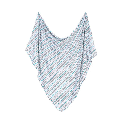 Lars & Lola Baby Swaddle Blanket, 31.5 x 31.5 Inches, Mint Stripe, Soft & Stretchy