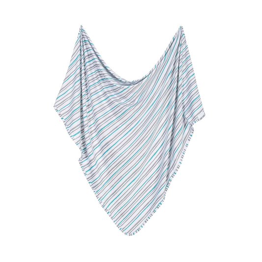 Lars & Lola Baby Swaddle Blanket, 31.5 x 31.5 Inches, Mint Stripe, Soft & Stretchy