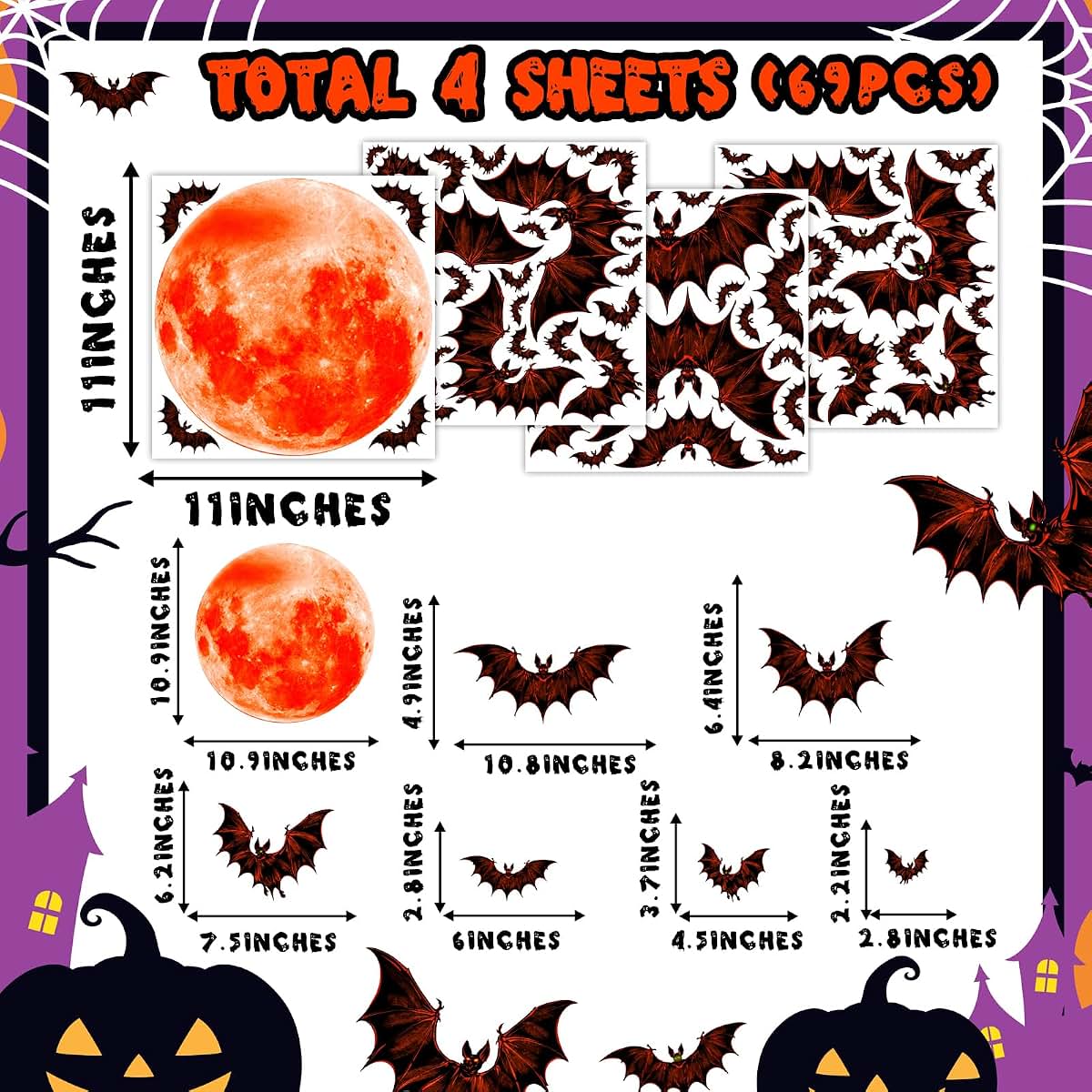 Moon Bat Wall Stickers | Removable Peel and Stick Decals