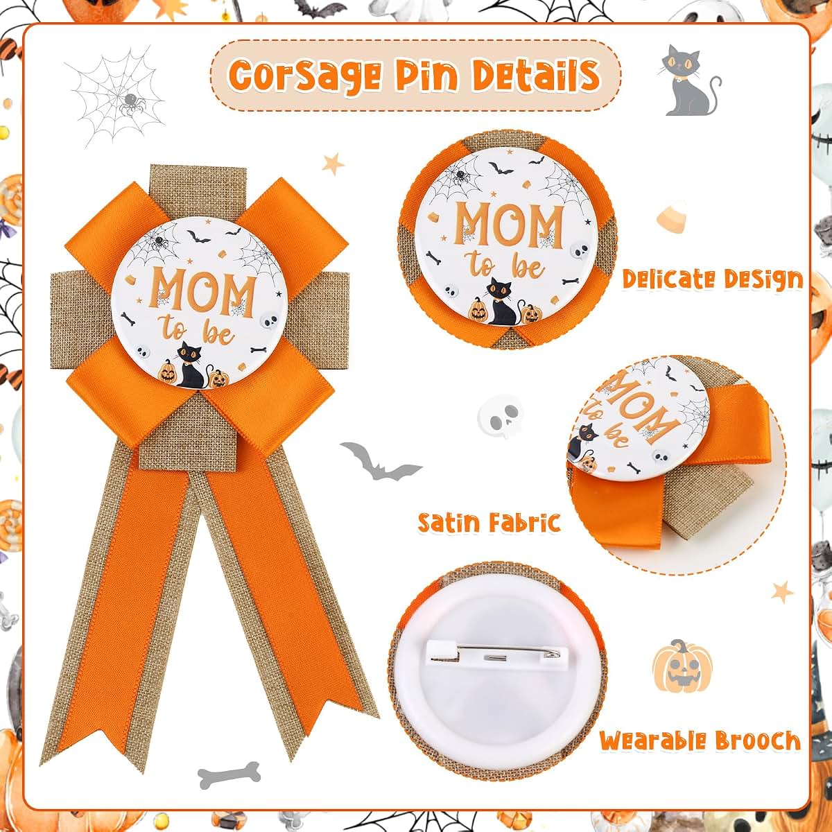 Serencatcher Halloween Baby Shower Orange Burlap Sash And Pins