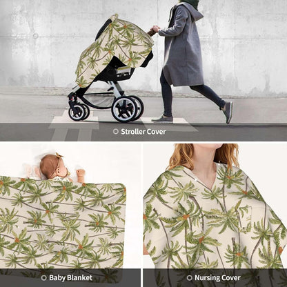 CAYKWVZ Vintage Tropical Palm Trees Baby Car Seat Canopy Cover And Nursing Cover (photo 3)