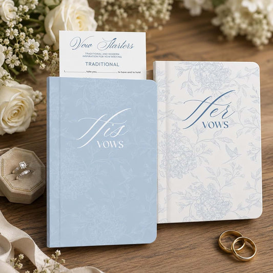 NELXI Vow Books His and Hers, Wedding Vow Books Set of 2 for Bride and Groom, 4 x 6 Inches Personalized Notebook for