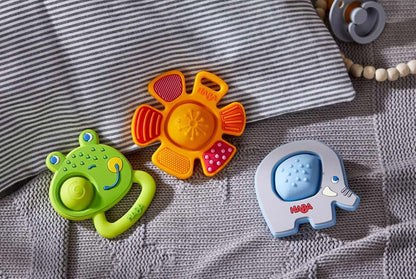 Haba Popping Elephant Silicone Teether Ring & Sensory Grasping Toy