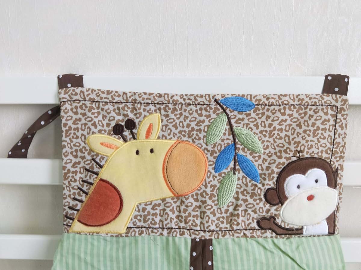 CribMATE Embroidery Giraffe Monkey Diaper Bag Hanging Crib Organizer (photo 2)