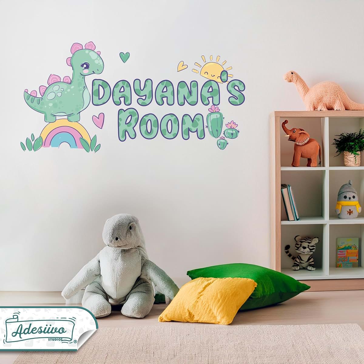 AdesiivoStudio Custom Dinosaur Wall Decal With Personalized Name