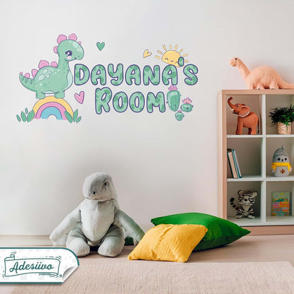 AdesiivoStudio Custom Dinosaur Wall Decal With Personalized Name