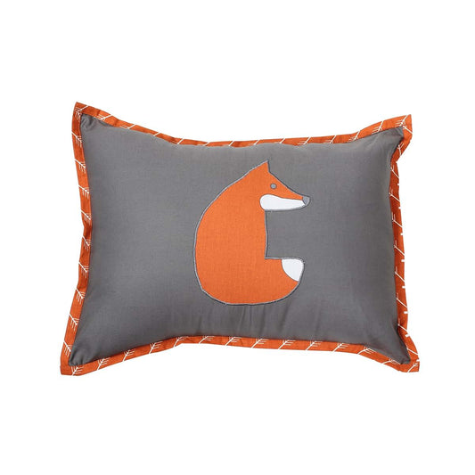 Bacati Playful Foxs Orange/Grey Embroidered Decorative Pillow