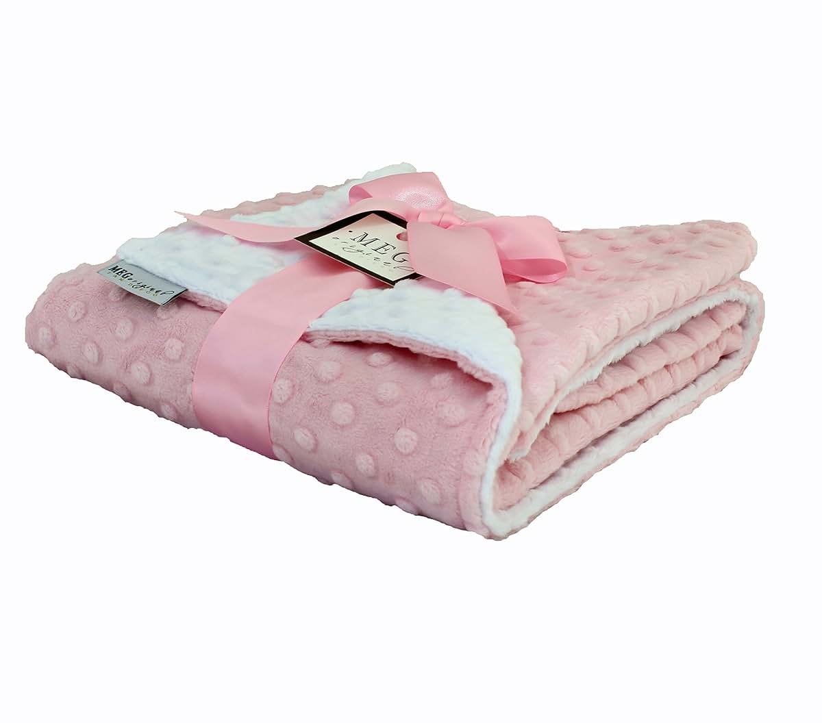 MEG Original Pink and White Minky Dot Baby Blanket