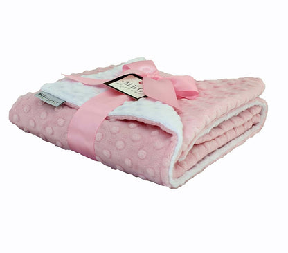 MEG Original Pink and White Minky Dot Baby Blanket