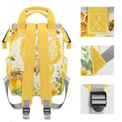LiSoAkWE Customizable Large Capacity Watercolor Sweet Bee Honey Diaper Bag Personalized Name,Waterproof Multi-Function (photo 4)