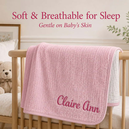 Ababy Personalized Cotton Muslin Swaddle Blanket In Blush Pink (photo 4)