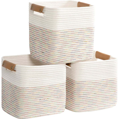 BabyOneStop Danpinera 11-Inch Woven Cotton Storage Cubes, 3-Pack
