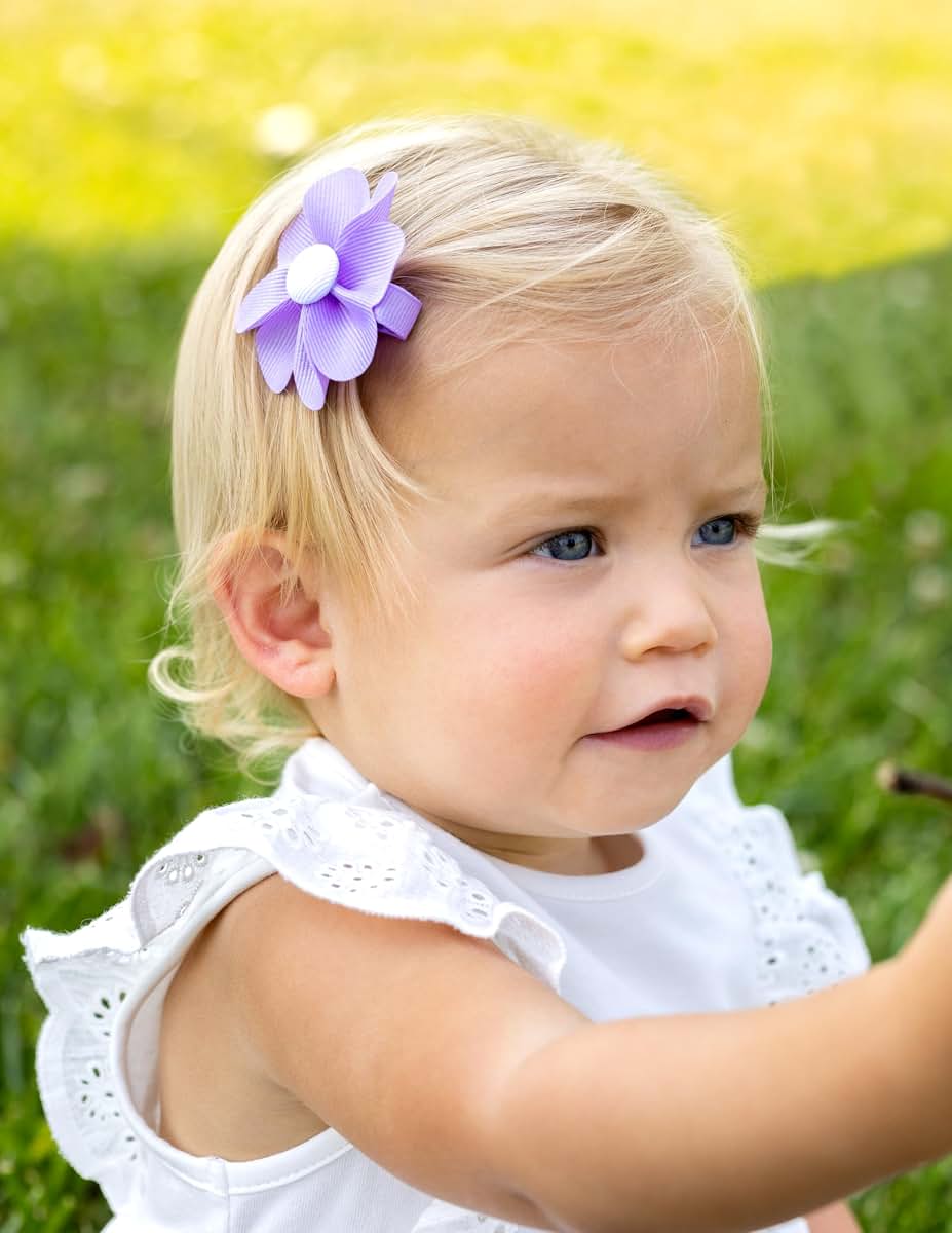 Wee Ones Girls Grosgrain Petal Flower Hair Clip
