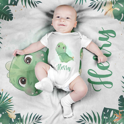 Voz Personalized Baby Blankets with Name, Customized Baby Blankets for Boys - Dinosaur Baby Blanket, Best Gift for (photo 2)