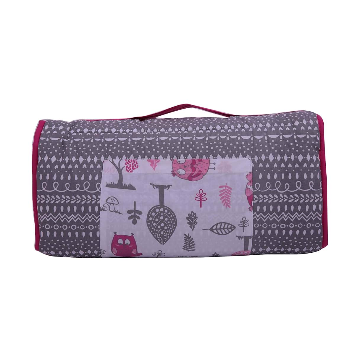 Bacati Owls Girls Cotton Nap Mat, Pink/Grey