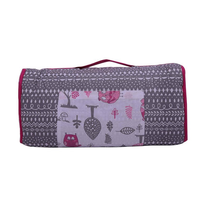Bacati Owls Girls Cotton Nap Mat, Pink/Grey