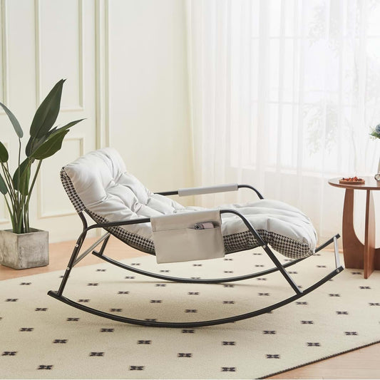 THINK 30 Rocking Chair with Extra-Wide Technical Leather, Upholstered Gliding Chair, Modern Accent Chair for Living