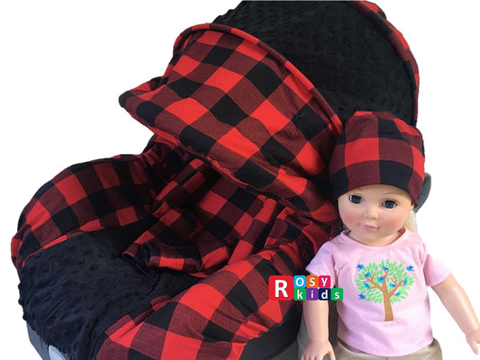 Rosy Kids 9pc Baby Boy Baby Girl Ultimate Set of Infant Car Seat Cover Canopy Headrest Blanket Hat Nursing Scarf, 01AT01
