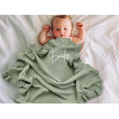 ZXH Personalized Baby Blanket - Custom Embroidered Cotton Knit (photo 3)