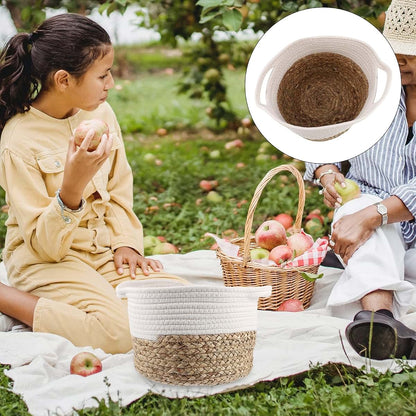 Cotton Rope Woven Storage Basket with Handles for Home Organization