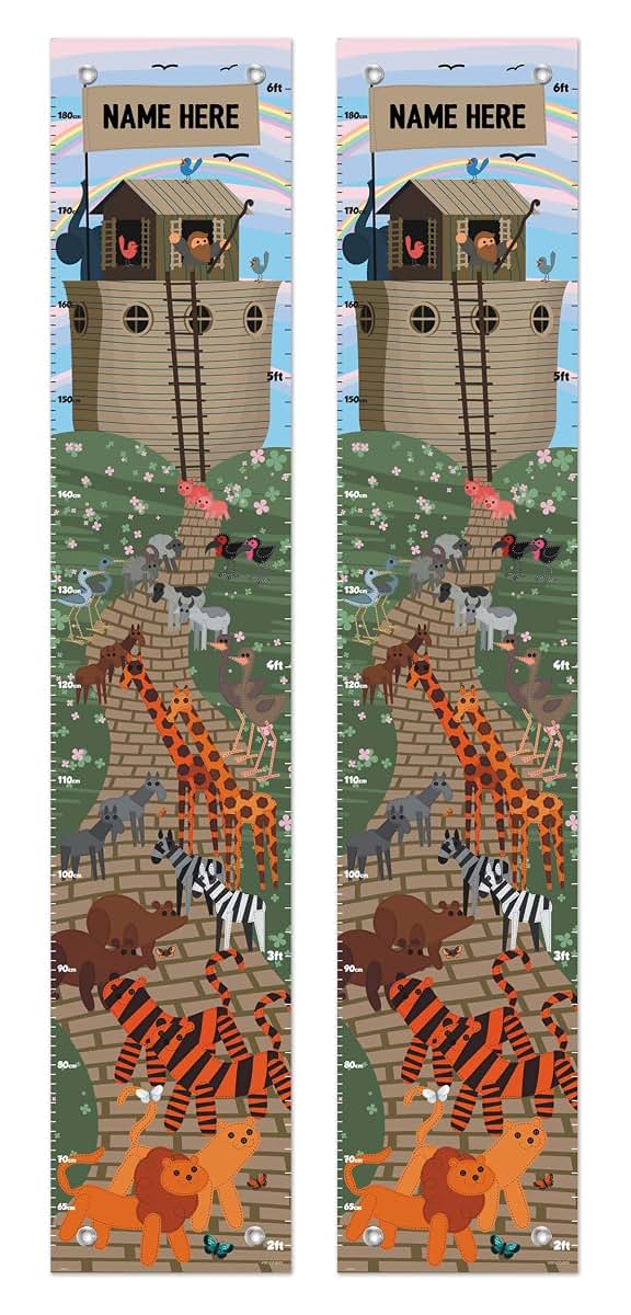 Personalization Mall Personalized Gifts Noahs Ark Animal with Name Growth Chart - 2-Pack