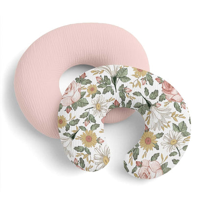 Sweet Jojo Designs 2-Piece Muslin Nursing Pillow Covers Set, Boho Vintage Floral, 100% Cotton, 25.25 x 17.25 in