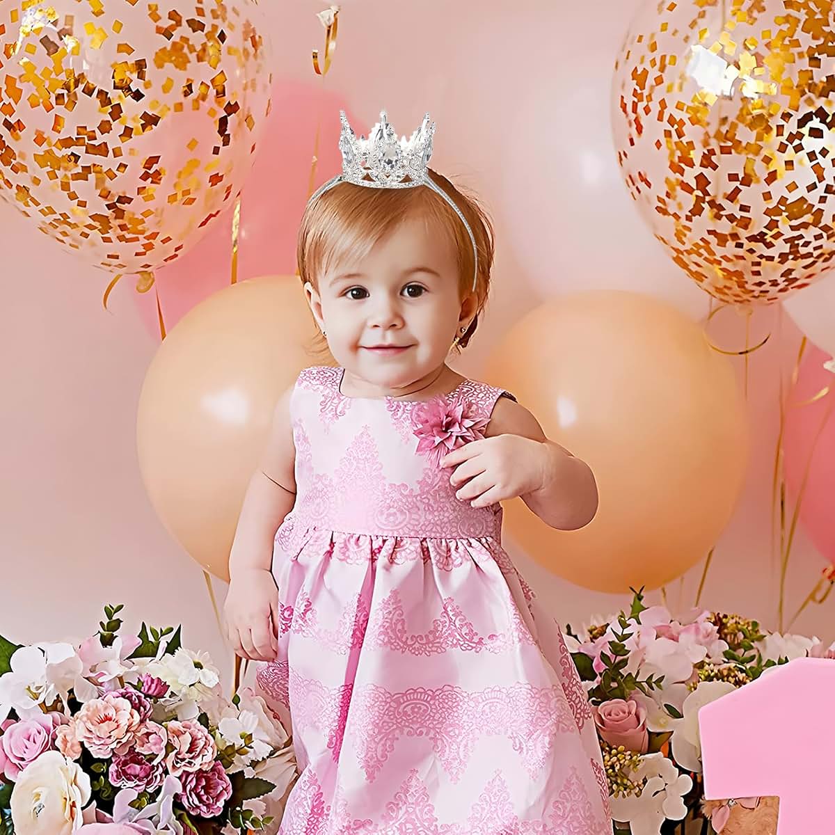 Glitter Baby Crown Headband for Little Girl Princess Birthday Props