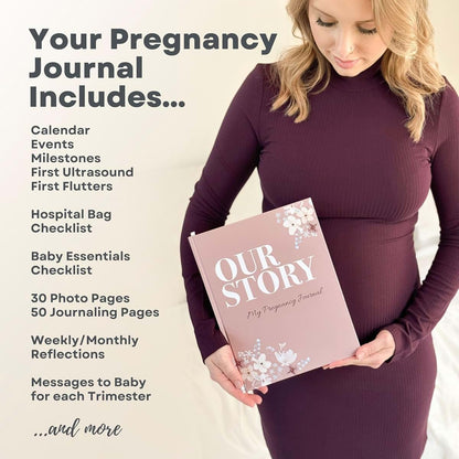 Oakwood and Co. Pregnancy Journal Baby Book, Hardcover Keepsake with Stickers