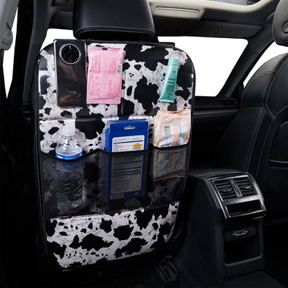Lsbs Cow Print Car Seat Back Kick Protectors 2 Pack With Storage Pockets