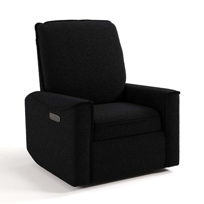 Storkcraft Santos Deluxe Power Recliner Glider, Black Boucle | Premium Electronic Power Recliner