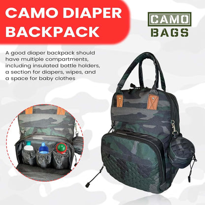 Powell Tool Bags Camo Diaper Backpack - Shoulder Bag with Changing Pad & Pacifier Pouch- Comfortable Backpack with (photo 2)