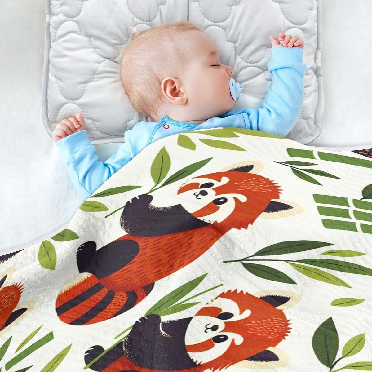 Flildon Red Panda Cotton Baby Blanket - Soft Muslin Swaddle