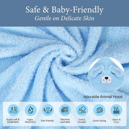 Ababy Personalized Hooded Baby Bath Towel - Light Blue Dog