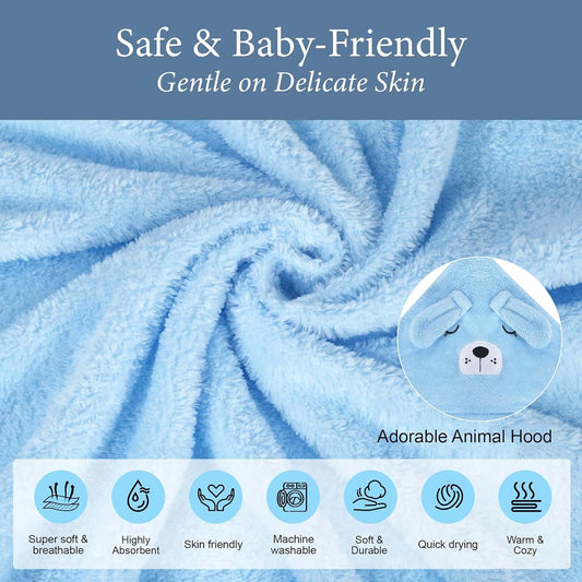 Ababy Personalized Hooded Baby Bath Towel - Light Blue Dog