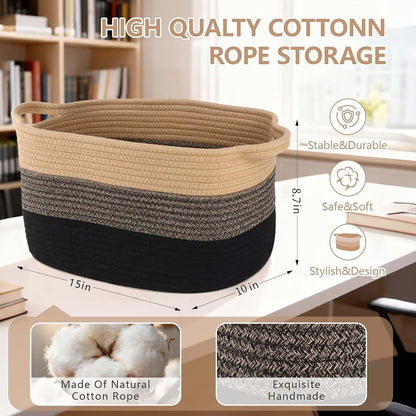 Aofangshiye Cotton Rope Braid Storage Basket 3-Piece Set (photo 2)