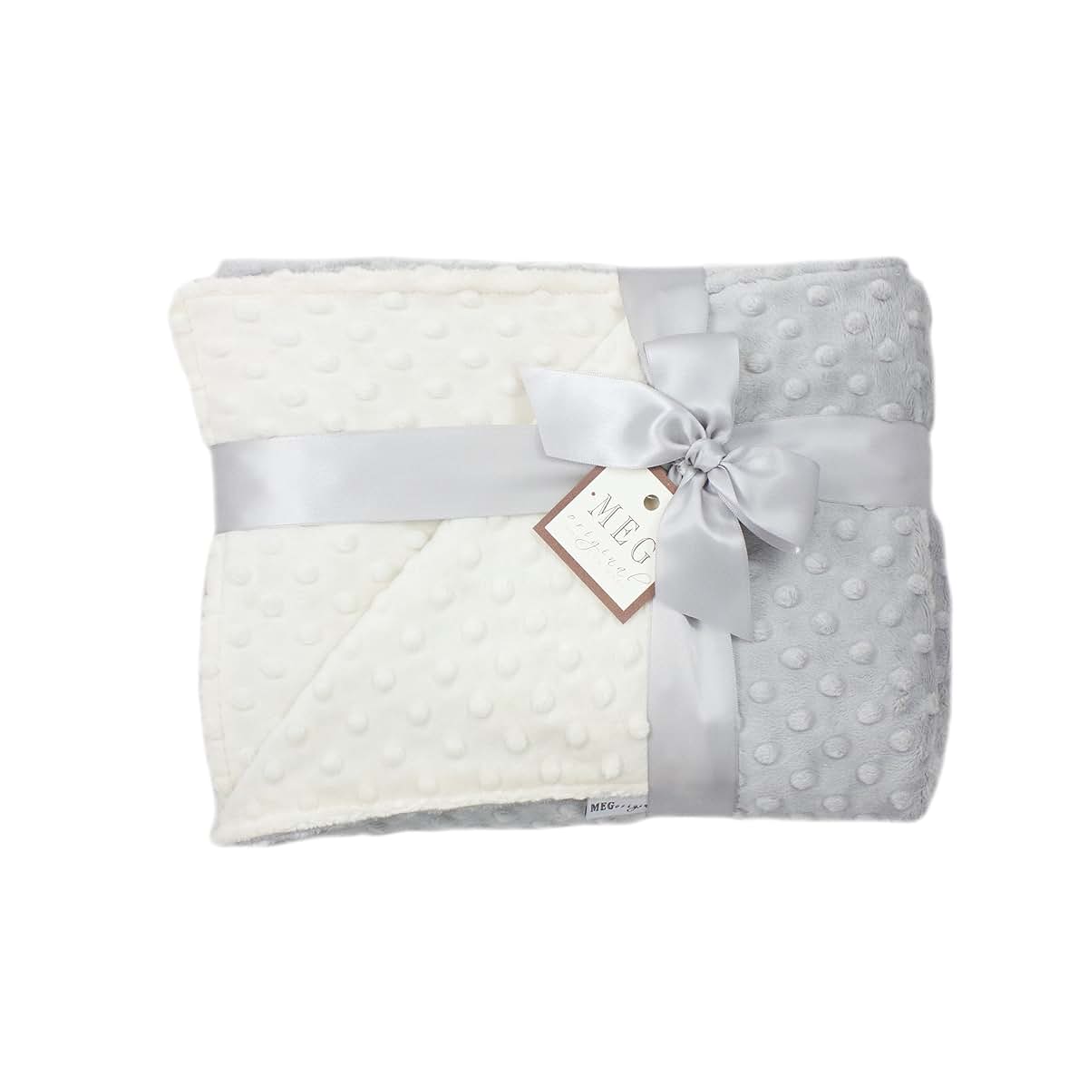Meg Original Ivory & Gray Minky Dot Crib Blanket