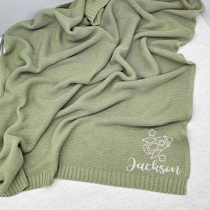 Noni Luxury Personalized Baby Blanket, Custom Knit Baby Blanket, Personalized Baby Blanket, Embroidered Baby Blanket (photo 4)